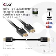 Cable Ultra High Speed HDMI 4K120Hz, 8K60Hz, 48Gbps M/ M 1.50m/- 4.92 pies